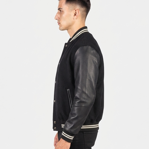 Chaqueta Varsity Personalizada para Hombre, Mezcla de Lana, Manga de Piel de Vaca, Logotipo Bordado, Secado Rápido, Transpirable, Chaqueta de Béisbol Universitaria - Product Image 2