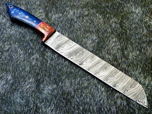 Cuchillo de Damasco Personalizado de Lujo |   Cuchillo de filetear profesional con mango de madera Pakka, cuchillo de cocina de acero de Damasco hecho a mano - Product Image 2