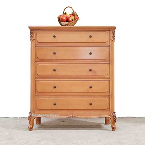 Cómoda Francesa Luis XVI de Madera Maciza de Caoba y Nogal con 5 Cajones y Tiradores Metálicos para Almacenamiento en Sala de Estar y Dormitorio - Product Image 2