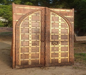 Panneau de porte décoratif en bois massif sculpté à la main, style double porte, meuble d'appoint pour l'intérieur de la maison - Product Image 4