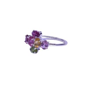 Wedding Wear <b>925</b> Sterling <b>Silver</b> Multi Tourmaline Gemstone <b>Silver</b> Plated Jewelry Women Wear Classic <b>Ring</b> - Product Image 4