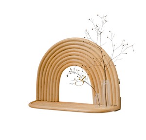 Étagère murale vintage en rotin arc-en-ciel, étagère flottante en bambou courbé, 1 niveau, décoration pour chambre d'enfant, petit porte-pot de fleurs - Product Image 3