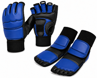 Gants et protège-pieds en polyuréthane blanc pour l'entraînement au Taekwondo