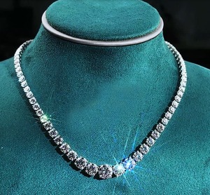 Collar de Diamantes Moissanite de Plata de Ley 925 de Lujo en Oferta, Regalo de Joyería para Aniversario de Bodas a Precio de Exportación - Product Image 1
