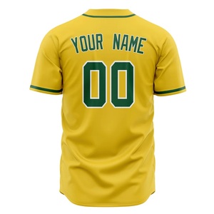 Vente Flash : Maillot de Baseball Jaune en Polyester Premium avec Boutons, Impression de Logo Personnalisé, Fournisseur d'Articles de Sport OEM - Product Image 2