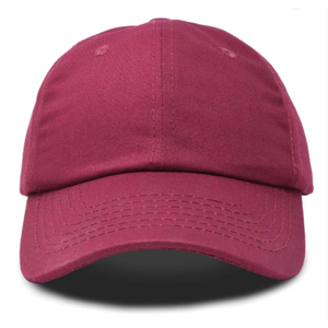 หมวกแก๊ป 6 แผง ทรงไม่เป็นทางการ สีแดงเบอร์กันดี ผ้าฝ้ายทวิลเนื้อนุ่ม ปีกโค้ง ปักโลโก้ตามสั่ง ขายส่ง คุณภาพสูง - Product Image 1