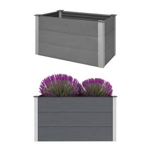 Bac à fleurs élégant en composite bois-plastique gris et aluminium surélevé - Product Image 2