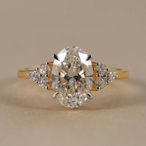 Bague de mariage en or jaune 14 carats avec diamant de laboratoire de 2,00 carats, taille ovale, certifié IGI, clarté VS1, couleur F, bague en or 14 carats avec diamant - Product Image 1