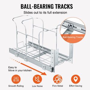 Contenitore per Rifiuti Estraibile da 35L con Maniglia Scorrevole, Kit di Montaggio a Porta, Capacità 110 Libbre, Organizzatore per Cassetti - Product Image 4