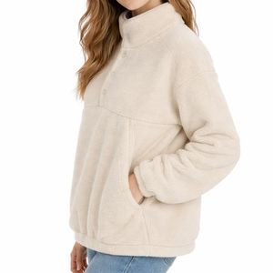 Sudadera Larga de Forro Polar para Mujer, Estilo Urbano, con Media Cremallera, Cálida para Invierno, con Bolsillos, Ligera, Transpirable, Moderna - Product Image 5