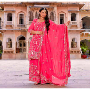 Beau haut pour femme-Ensemble Plazzo avec Dupatta fantaisie pour les fêtes - Product Image 5
