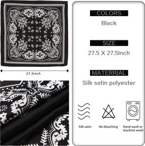 Foulard en satin tendance, bandana imprimé personnalisé, foulards floraux effet soie, foulard carré en satin pour cheveux, bandanas pour femmes - Product Image 5