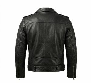 Chaqueta de Motociclista Personalizada de Cuero PU Negro para Hombre, Estilo Biker, Bolsillos con Cremallera, Cuello Alto, Logotipo Frontal, Impermeable, Servicio OEM - Product Image 2