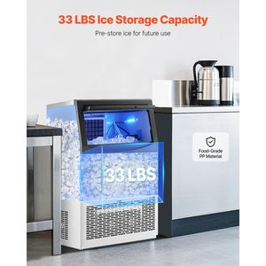 Attrezzatura di Refrigerazione per Cucine Commerciali, Macchina per il Ghiaccio 90lbs/24H, Capacità di Stoccaggio 33lbs, 50 Cubetti di Ghiaccio in 15 Minuti, Display LED Digitale - Product Image 3