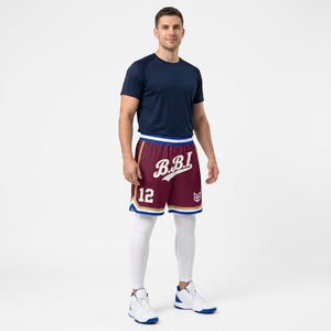 Pantalones cortos de baloncesto azules con rayas para hombre, pantalones cortos deportivos de malla al por mayor, pantalones cortos retro para entrenamiento en el gimnasio, pantalones cortos sublimados con estampado de uniforme. - Product Image 5