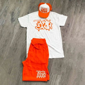 Conjunto de dos piezas para hombre, ropa de algodón, conjunto a juego, traje deportivo de verano, camiseta con estampado sublimado y conjunto de pantalones cortos con gorra. - Product Image 2