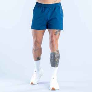 Short décontracté pour homme, bleu uni, anti-plis, imprimé ananas, séchage rapide, polyester 180g, taille mi-haute, fermeture à cordon, élastique, longueur courte - Product Image 1