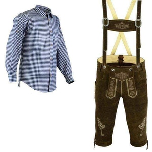 Shorts en cuir traditionnels bavarois pour hommes, brodés, style Lederhosen, pour festivals et événements culturels - Product Image 4