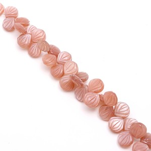 Perles de coquillage sculptées en pierre de lune naturelle pêche, perles de pierres précieuses sculptées à la main, perles de pierre de lune percées sur le côté pour la fabrication de bijoux en gros - Product Image 3