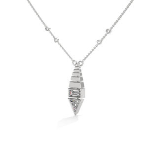 Collar con Colgante de Diamante Cultivado en Laboratorio y Plata para Mujer, Joyería Fina, Corte Esmeralda, Solitario, Elegante, Estilo para Uso Diario - Product Image 2