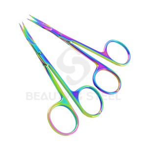 Ciseaux de manucure de qualité chirurgicale supérieure avec poignées ergonomiques fines et esthétique arc-en-ciel pour une précision experte - Product Image 3