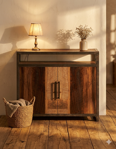 Albini Scandinavian Modern Solid Wood Nightstand Metal Frame Eco-Friendly Durable Multifunction <b>Storage</b> Dining Home Office Hotel - Product Image 6