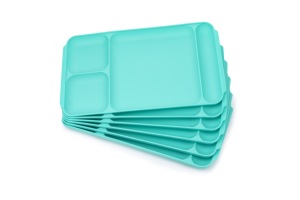 Premium <b>plastic</b> food plate compartment serving <b>tray</b> reusable dinner plate for home kitchen cafeteria in pink blue green - Product Image 2