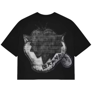 Camiseta Oversize de Algodón 100% para Hombre con Diseños Personalizados, Lavado Ácido, Ajuste Holgado y Pedrería - Estilo Urbano Popular - Product Image 2