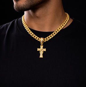 Collar con Colgante de Cruz Trenzada de Plata 925 con Moissanita para Hombre, Amuleto Religioso con Incrustaciones de Diamantes, Joyería Gótica de Lujo - Product Image 5