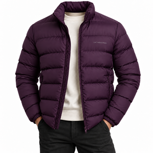 Blouson matelassé zippé pour homme, nouvelle mode, durable, respirant, imperméable, coupe-vent, avec broderies techniques, couleur unie - Product Image 2