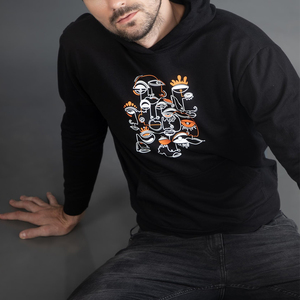 Sweat à capuche noir pour homme, motif œil abstrait, coupe classique, en molleton de coton léger et respirant, style décontracté hiver, fermeture avant - Product Image 6