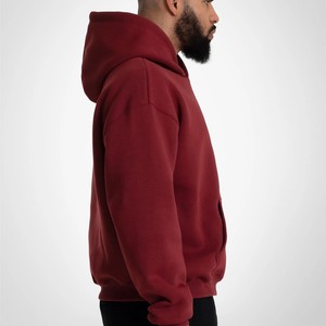 Sweats à capuche surdimensionnés rouges personnalisés pour hommes, en molleton épais, avec logo et marque personnalisés, vente en gros, streetwear de haute qualité, fournisseur OEM - Product Image 3