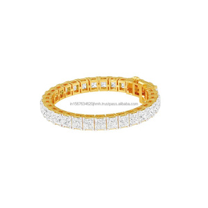 Pulsera de Boda Ancha y Lujosa con Diamante Cultivado en Laboratorio, Joyería de Cristal para Novia, Pulsera de Oro de 10K/14K/18K - Product Image 1