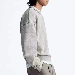 Sweat-shirts pour hommes en coton respirant, effet usé, logo personnalisé, matériau durable, design unique, sweat-shirts pour hommes effet usé - Product Image 4