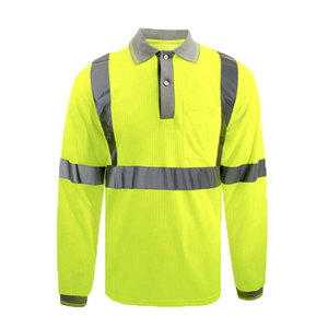 Working Quick Dry Hi Vis Polo <b>Safety</b> T Shirts <b>Roadway</b> Night Reflective Clothing Long Sleeve <b>Safety</b> Construction Polo T-Shirt - Product Image 1