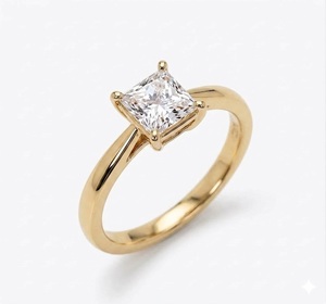 Anillo de Compromiso de Oro Blanco de 18K VB-84SR con Certificado IGI, Diamante Cultivado en Laboratorio de 3CT E VS1, Corte Princesa de 8 mm, Anillo Solitario, Joyería Fina - Product Image 5