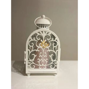 Farol de vela moderno de lujo, grande, de metal, color blanco, hecho de alambre de hierro, para decoración del hogar y bodas, faroles decorativos de mesa. - Product Image 3