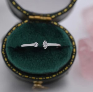 CZ Marquise Open <b>Ring</b> in Sterling <b>Silver</b> <b>Silver</b> or Gold <b>Adjustable</b> Geometric Minimalist CZ <b>Ring</b> - Product Image 5