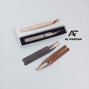 Professional Rose Gold Tip Eyelash Tweezers Coffee Nude Color Collection Japanese Stainless Steel Custom Logo Lash Tweezer - Product Image 1