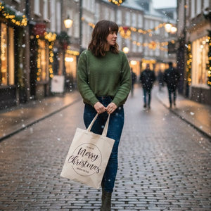 Bolsa de Regalo de Algodón con Asas Largas, Reutilizable, Ecológica, con Logotipo Personalizado, Impresa con Diseño Navideño, Artículo Promocional Navideño en Oferta - Product Image 2