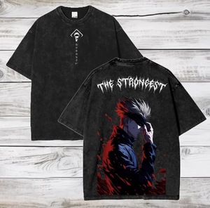 เสื้อยืดผู้ชายคอวีทรงปกติแบบวินเทจลายกราฟิกสตรีทแวร์  ไซส์พลัส  ผ้าทอเป็นมิตรกับสิ่งแวดล้อม  แบบย้อมสีเอซิดวอช - Product Image 4