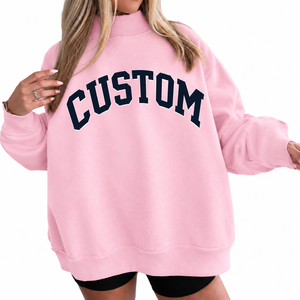 Sudadera de Invierno para Mujer, Corte Holgado, Colores Sólidos, Manga Larga, Cuello Alto, Felpa, Ecológica, Transpirable, Personalizable - Product Image 1