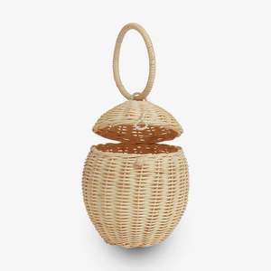 Rattan <b>egg</b> shaped <b>basket</b> container handcrafted baby <b>baskets</b> eco friendly storage handle bag - Product Image 2