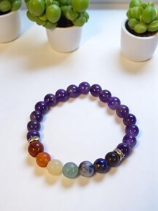 Bracelet en améthyste polie avec perles de chakra, bijoux en agate en gros pour cadeau, acheter en ligne chez Amayra Crystal Exports India - Product Image 3