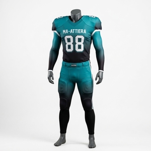 Custom Men's Teal Black American Football Uniform <b>Padded</b> Jersey <b>Pants</b> Set Sports Team Apparel - Product Image 3