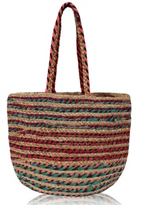 Eco-Friendly Woven Jute Tote <b>Bag</b> Women Bohemian Style Large Capacity <b>Shoulder</b> <b>Bag</b> Summer Beach Daily Use Open Top Design - Product Image 4