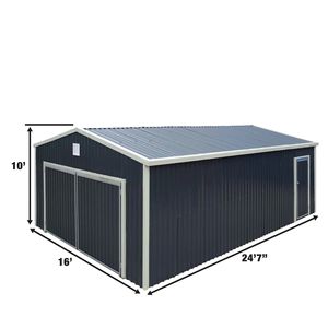 Caseta Metálica para Herramientas de 24 Pies x 16 Pies con Puertas Delanteras Dobles, Puerta Lateral de Entrada, 384 Pies Cuadrados de Espacio Interior, TMG MS1624 - Product Image 3