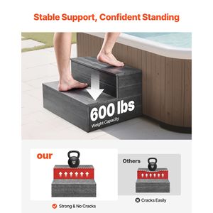 Escalera Inflable Resistente para Piscina de 25 Pulgadas de Ancho, Capacidad de Peso de 600 Libras, Escalera de 2 Peldaños para Spa, Escaleras Exteriores para Piscinas Elevadas - Product Image 2