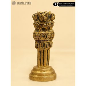 Ashoka Stambh pequeño de 3 pulgadas hecho a mano en artículo de Decoración de mesa de latón para decoración del hogar - Product Image 4