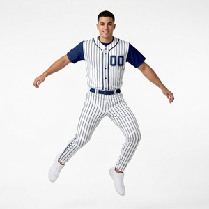 Camiseta de béisbol con logo personalizado para hombre, uniforme de béisbol a rayas, camiseta de béisbol 100% poliéster, camiseta de manga corta con pantalones - Product Image 4